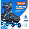 image2PM SPORTS Vinal Girls Adjustable Flashing Inline Skates All Wheels Light Up Fun Illuminating Skates for Kids Men Adult Women and BoysAzure  Blue