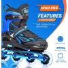 image2PM SPORTS Vinal Girls Adjustable Flashing Inline Skates All Wheels Light Up Fun Illuminating Skates for Kids Men Adult Women and BoysAzure  Blue