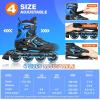 image2PM SPORTS Vinal Girls Adjustable Flashing Inline Skates All Wheels Light Up Fun Illuminating Skates for Kids Men Adult Women and BoysAzure  Blue