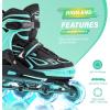 image2PM SPORTS Vinal Girls Adjustable Flashing Inline Skates All Wheels Light Up Fun Illuminating Skates for Kids Men Adult Women and BoysMint