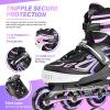 image2PM SPORTS Vinal Girls Adjustable Flashing Inline Skates All Wheels Light Up Fun Illuminating Skates for Kids Men Adult Women and BoysPurple  Pink