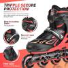 image2PM SPORTS Vinal Girls Adjustable Flashing Inline Skates All Wheels Light Up Fun Illuminating Skates for Kids Men Adult Women and BoysRed