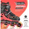 image2PM SPORTS Vinal Girls Adjustable Flashing Inline Skates All Wheels Light Up Fun Illuminating Skates for Kids Men Adult Women and BoysRed