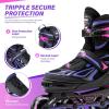 image2PM SPORTS Vinal Girls Adjustable Flashing Inline Skates All Wheels Light Up Fun Illuminating Skates for Kids Men Adult Women and BoysViolet  Magenta