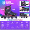 image2PM SPORTS Vinal Girls Adjustable Flashing Inline Skates All Wheels Light Up Fun Illuminating Skates for Kids Men Adult Women and BoysViolet  Magenta