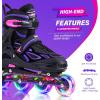 image2PM SPORTS Vinal Girls Adjustable Flashing Inline Skates All Wheels Light Up Fun Illuminating Skates for Kids Men Adult Women and BoysViolet  Magenta