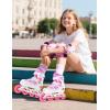 image2PM SPORTS Vinal Girls Adjustable Flashing Inline Skates All Wheels Light Up Fun Illuminating Skates for Kids Men Adult Women and BoysWhite  Pink