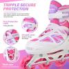 image2PM SPORTS Vinal Girls Adjustable Flashing Inline Skates All Wheels Light Up Fun Illuminating Skates for Kids Men Adult Women and BoysWhite  Pink