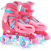 image2PM SPORTS 4 Size Adjustable Light Up Roller Skates for Girls Flashing 4 Wheels Beginner Kids Rollerskates for Age 58 812Red