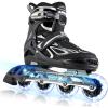 image2PM SPORTS Vinal Girls Adjustable Flashing Inline Skates All Wheels Light Up Fun Illuminating Skates for Kids Men Adult Women and BoysSilver