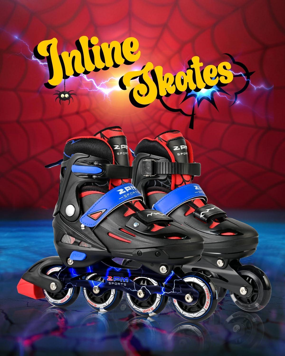 image2PM SPORTS Inline Skates for Kids Boys Ages 58 812 46 612 with Light Up Wheels Adjustable Kids Roller Skates Blades for Beginner Youth Indoor Outdoor Size 11C 1 2 3 4 5 6 7Black
