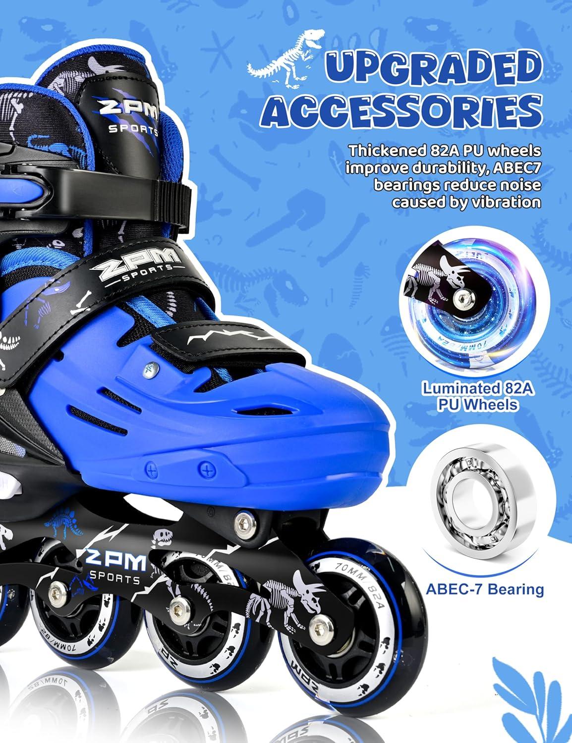 image2PM SPORTS Inline Skates for Kids Boys Ages 58 812 46 612 with Light Up Wheels Adjustable Kids Roller Skates Blades for Beginner Youth Indoor Outdoor Size 11C 1 2 3 4 5 6 7Blue