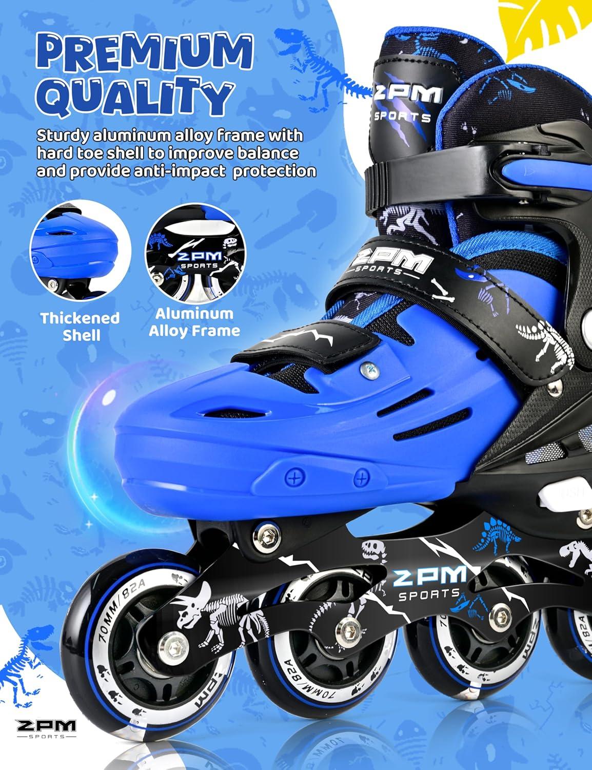 image2PM SPORTS Inline Skates for Kids Boys Ages 58 812 46 612 with Light Up Wheels Adjustable Kids Roller Skates Blades for Beginner Youth Indoor Outdoor Size 11C 1 2 3 4 5 6 7Blue