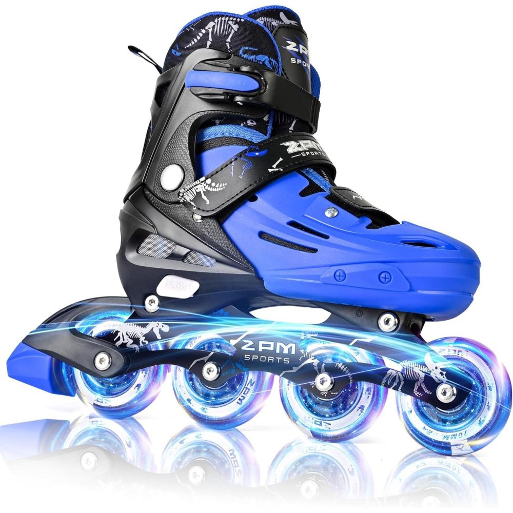 image2PM SPORTS Inline Skates for Kids Boys Ages 58 812 46 612 with Light Up Wheels Adjustable Kids Roller Skates Blades for Beginner Youth Indoor Outdoor Size 11C 1 2 3 4 5 6 7Blue