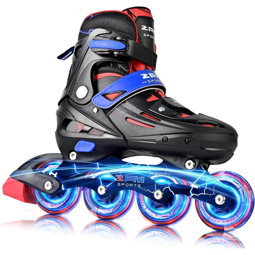 image2PM SPORTS Inline Skates for Kids Boys Ages 58 812 46 612 with Light Up Wheels Adjustable Kids Roller Skates Blades for Beginner Youth Indoor Outdoor Size 11C 1 2 3 4 5 6 7Black
