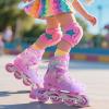 image2PM SPORTS Inline Skates for Kids Girls Ages 58 812 35 46 612 1014 with Light Up Wheels Adjustable Kids Roller Skates Blades for Toddler Beginner Youth Indoor Outdoor Size 11C 1 2 3 4 5 6 7 8Rose Red