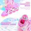 image2PM SPORTS Inline Skates for Kids Girls Ages 58 812 35 46 612 1014 with Light Up Wheels Adjustable Kids Roller Skates Blades for Toddler Beginner Youth Indoor Outdoor Size 11C 1 2 3 4 5 6 7 8Rose Red