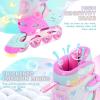 image2PM SPORTS Inline Skates for Kids Girls Ages 58 812 35 46 612 1014 with Light Up Wheels Adjustable Kids Roller Skates Blades for Toddler Beginner Youth Indoor Outdoor Size 11C 1 2 3 4 5 6 7 8Pink Green