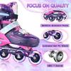 image2PM SPORTS Inline Skates for Kids Girls Ages 58 812 35 46 612 1014 with Light Up Wheels Adjustable Kids Roller Skates Blades for Toddler Beginner Youth Indoor Outdoor Size 11C 1 2 3 4 5 6 7 8Purple Pink