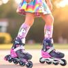 image2PM SPORTS Inline Skates for Kids Girls Ages 58 812 35 46 612 1014 with Light Up Wheels Adjustable Kids Roller Skates Blades for Toddler Beginner Youth Indoor Outdoor Size 11C 1 2 3 4 5 6 7 8Purple Pink