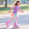image2PM SPORTS Inline Skates for Kids Girls Ages 58 812 35 46 612 1014 with Light Up Wheels Adjustable Kids Roller Skates Blades for Toddler Beginner Youth Indoor Outdoor Size 11C 1 2 3 4 5 6 7 8Rose Red