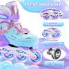 image2PM SPORTS Inline Skates for Kids Girls Ages 58 812 35 46 612 1014 with Light Up Wheels Adjustable Kids Roller Skates Blades for Toddler Beginner Youth Indoor Outdoor Size 11C 1 2 3 4 5 6 7 8Purple Blue