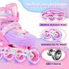 image2PM SPORTS Inline Skates for Kids Girls Ages 58 812 35 46 612 1014 with Light Up Wheels Adjustable Kids Roller Skates Blades for Toddler Beginner Youth Indoor Outdoor Size 11C 1 2 3 4 5 6 7 8Rose Red