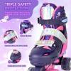 image2PM SPORTS Roller Skates for Girls Boys Kids Age 46 58 612 812 with Light Up Wheels Adjustable Youth Rollerskates Size 10C 11C 12C 13C 1 2 3 4 5 6Purple Pink