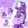 image2PM SPORTS Roller Skates for Girls Boys Kids Age 46 58 612 812 with Light Up Wheels Adjustable Youth Rollerskates Size 10C 11C 12C 13C 1 2 3 4 5 6Purple