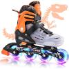 image2PM SPORTS Inline Skates for Kids Girls Ages 58 812 35 46 612 1014 with Light Up Wheels Adjustable Kids Roller Skates Blades for Toddler Beginner Youth Indoor Outdoor Size 11C 1 2 3 4 5 6 7 8Orange