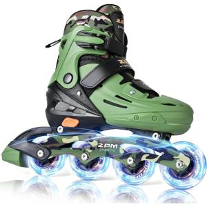 image2PM SPORTS Inline Skates for Kids Boys Ages 58 812 46 612 with Light Up Wheels Adjustable Kids Roller Skates Blades for Beginner Youth Indoor Outdoor Size 11C 1 2 3 4 5 6 7Green