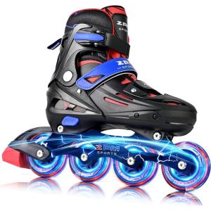 image2PM SPORTS Inline Skates for Kids Boys Ages 58 812 46 612 with Light Up Wheels Adjustable Kids Roller Skates Blades for Beginner Youth Indoor Outdoor Size 11C 1 2 3 4 5 6 7Black