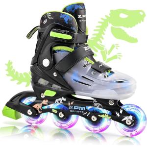 image2PM SPORTS Inline Skates for Kids Girls Ages 58 812 35 46 612 1014 with Light Up Wheels Adjustable Kids Roller Skates Blades for Toddler Beginner Youth Indoor Outdoor Size 11C 1 2 3 4 5 6 7 8Green