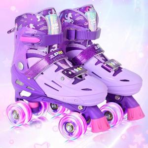 image2PM SPORTS Roller Skates for Girls Boys Kids Age 46 58 612 812 with Light Up Wheels Adjustable Youth Rollerskates Size 10C 11C 12C 13C 1 2 3 4 5 6Purple