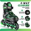 image:image2PM SPORTS Inline Skates for Kids Girls Boys Ages 58 812 46 612 with Light Up Wheels Adjustable Kids Roller Skates Blades for Adults Men Women Beginners YouthsGreen