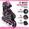 image:image2PM SPORTS Inline Skates for Kids Girls Boys Ages 58 812 46 612 with Light Up Wheels Adjustable Kids Roller Skates Blades for Adults Men Women Beginners YouthsPink