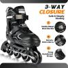 image:image2PM SPORTS Inline Skates for Kids Girls Boys Ages 58 812 46 612 with Light Up Wheels Adjustable Kids Roller Skates Blades for Adults Men Women Beginners YouthsBlack