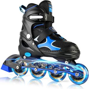 image:image2PM SPORTS Inline Skates for Kids Girls Boys Ages 58 812 46 612 with Light Up Wheels Adjustable Kids Roller Skates Blades for Adults Men Women Beginners YouthsBlue