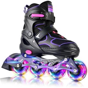 image:image2PM SPORTS Inline Skates for Kids Girls Boys Ages 58 812 46 612 with Light Up Wheels Adjustable Kids Roller Skates Blades for Adults Men Women Beginners YouthsPurple