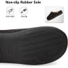 imageVeraCosy Mens Wool Felt Slippers Warm Fuzzy Faux Sherpa Slipon Memory Foam Indoor House SlippersDark Black