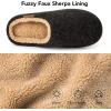imageVeraCosy Mens Wool Felt Slippers Warm Fuzzy Faux Sherpa Slipon Memory Foam Indoor House SlippersDark Black
