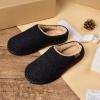 imageVeraCosy Mens Wool Felt Slippers Warm Fuzzy Faux Sherpa Slipon Memory Foam Indoor House SlippersDark Black