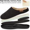 imageVeraCosy Mens Wool Felt Slippers Warm Fuzzy Faux Sherpa Slipon Memory Foam Indoor House SlippersDark Black