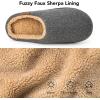 imageVeraCosy Mens Wool Felt Slippers Warm Fuzzy Faux Sherpa Slipon Memory Foam Indoor House SlippersDark Gray