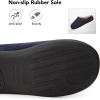 imageVeraCosy Mens Wool Felt Slippers Warm Fuzzy Faux Sherpa Slipon Memory Foam Indoor House SlippersNavy Blue