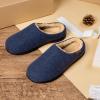 imageVeraCosy Mens Wool Felt Slippers Warm Fuzzy Faux Sherpa Slipon Memory Foam Indoor House SlippersNavy Blue