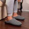 imageVeraCosy Mens Wool Felt Slippers Warm Fuzzy Faux Sherpa Slipon Memory Foam Indoor House SlippersPale Gray