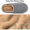 imageVeraCosy Mens Wool Felt Slippers Warm Fuzzy Faux Sherpa Slipon Memory Foam Indoor House SlippersPale Gray