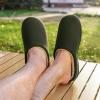 imageVeraCosy Mens Wool Felt Slippers Warm Fuzzy Faux Sherpa Slipon Memory Foam Indoor House SlippersUmber Green