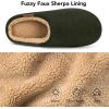imageVeraCosy Mens Wool Felt Slippers Warm Fuzzy Faux Sherpa Slipon Memory Foam Indoor House SlippersUmber Green